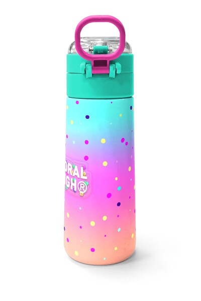 Coral High KidsRenkli Dondurmalı Kedi Desenli Pipetli ve Direkt İçim Çelik Termos 500 ml 31812 - 4