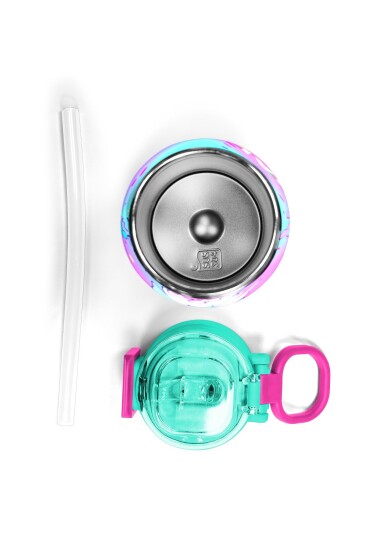 Coral High KidsRenkli Dondurmalı Kedi Desenli Pipetli ve Direkt İçim Çelik Termos 500 ml 31812 - 7