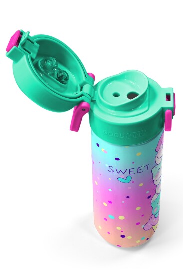 Coral High Kids Renkli Dondurmalı Kedi Desenli Pipetli ve Direkt İçim Çelik Termos 500 ml 31812 - 3