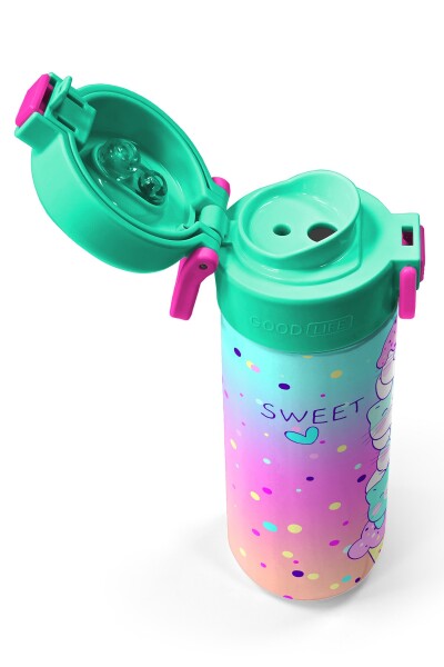 Coral High Kids Renkli Dondurmalı Kedi Desenli Pipetli ve Direkt İçim Çelik Termos 500 ml 31812 - 3