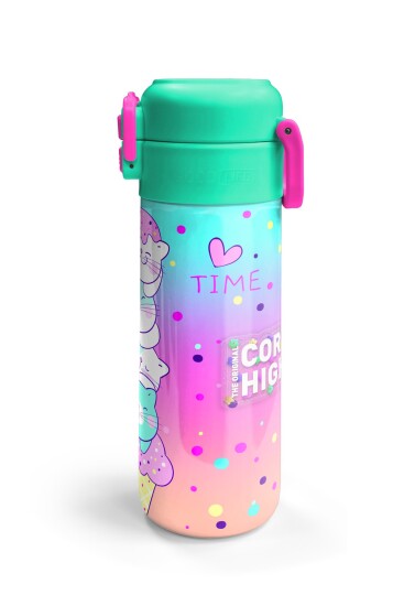 Coral High Kids Renkli Dondurmalı Kedi Desenli Pipetli ve Direkt İçim Çelik Termos 500 ml 31812 - 6