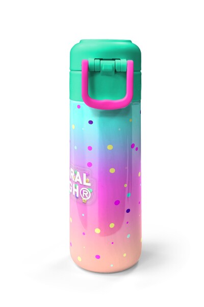 Coral High Kids Renkli Dondurmalı Kedi Desenli Pipetli ve Direkt İçim Çelik Termos 500 ml 31812 - 7