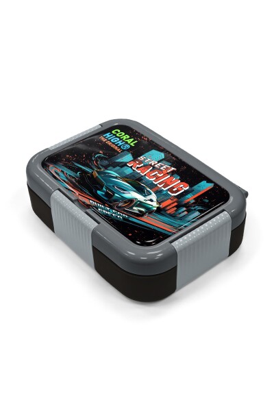 Coral High KidsSiyah Nefti Yarış Arabası Desenli Paslanmaz Çelik Beslenme Kabı 39273 - 2