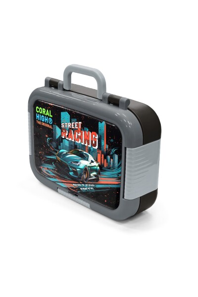 Coral High KidsSiyah Nefti Yarış Arabası Desenli Paslanmaz Çelik Beslenme Kabı 39273 - 4