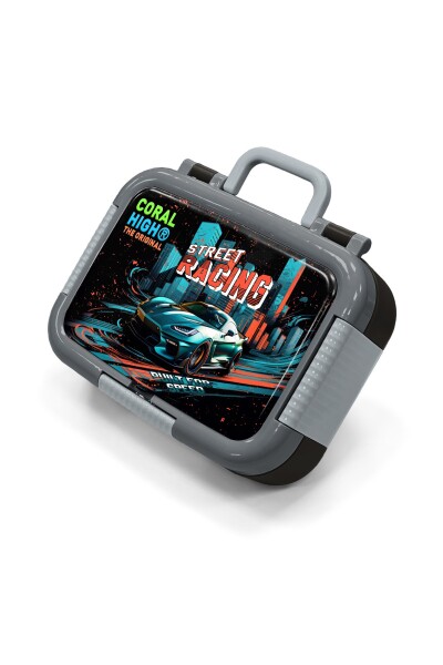 Coral High KidsSiyah Nefti Yarış Arabası Desenli Paslanmaz Çelik Beslenme Kabı 39273 - 1