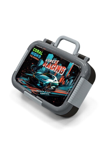 Coral High KidsSiyah Nefti Yarış Arabası Desenli Paslanmaz Çelik Beslenme Kabı 39273 