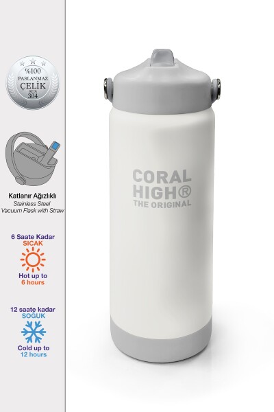 Coral High Kirli Beyaz Katlanır Ağızlıklı Çelik Termos 650 ml 38400 - 1