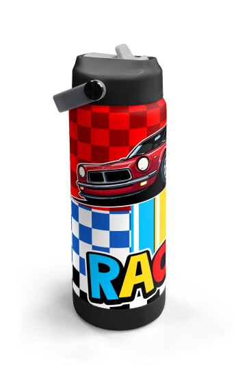Coral High Kırmızı Araba Desenli Katlanır Ağızlıklı Çelik Termos 650 ml 38339 - 3