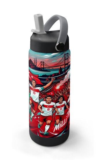 Coral High Kırmızı Beyaz Milli Takım Desenli Pipetli ve Direkt İçim Çelik Termos 650 ml 38402 - 2