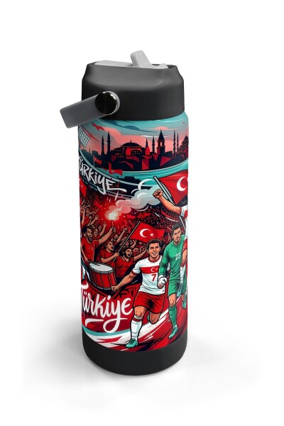 Coral High Kırmızı Beyaz Milli Takım Desenli Pipetli ve Direkt İçim Çelik Termos 650 ml 38402 - 3