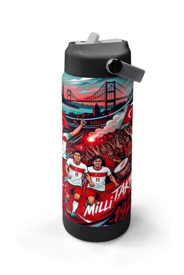 Coral High Kırmızı Beyaz Milli Takım Desenli Pipetli ve Direkt İçim Çelik Termos 650 ml 38402 - 4