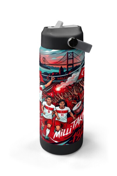 Coral High Kırmızı Beyaz Milli Takım Desenli Pipetli ve Direkt İçim Çelik Termos 650 ml 38402 - 4