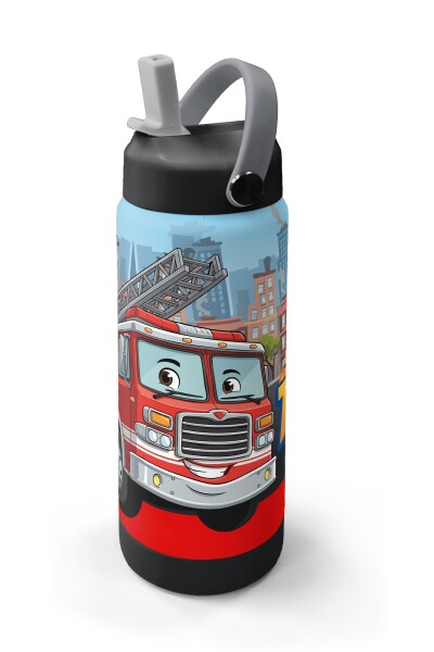 Coral High Kırmızı İtfaiye Desenli Katlanır Ağızlıklı Çelik Termos 650 ml 38345 - 2