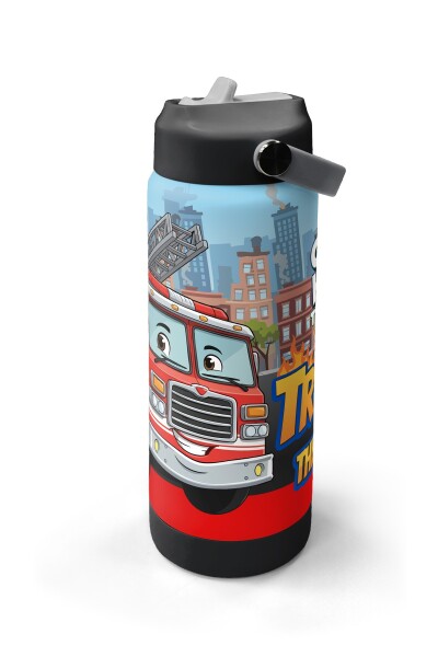 Coral High Kırmızı İtfaiye Desenli Katlanır Ağızlıklı Çelik Termos 650 ml 38345 - 4
