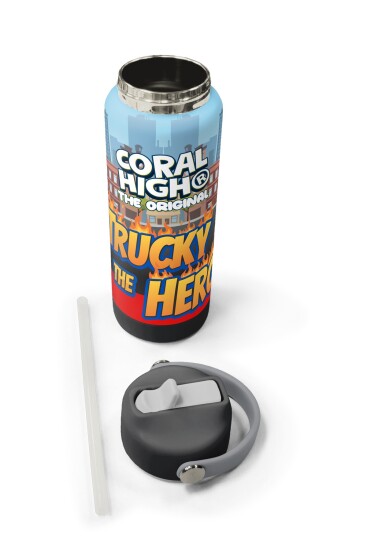 Coral High Kırmızı İtfaiye Desenli Katlanır Ağızlıklı Çelik Termos 650 ml 38345 - 5