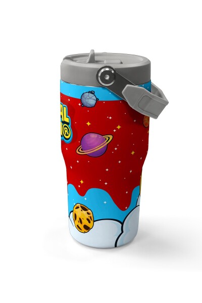 Coral High Kırmızı Mavi Astronot Uzay Desenli Katlanır Ağızlıklı Çelik Termos 600 ml 38904 - 7