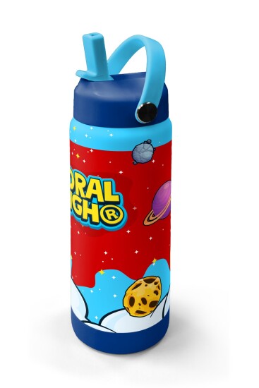 Coral High Kırmızı Mavi Astronot Uzay Desenli Katlanır Ağızlıklı Çelik Termos 650 ml 38327 - 2