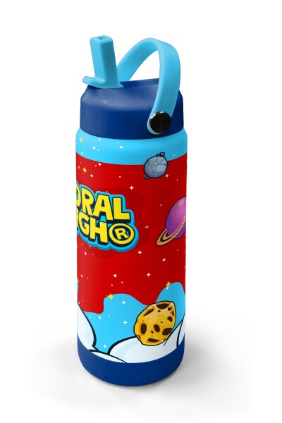 Coral High Kırmızı Mavi Astronot Uzay Desenli Katlanır Ağızlıklı Çelik Termos 650 ml 38327 - 2