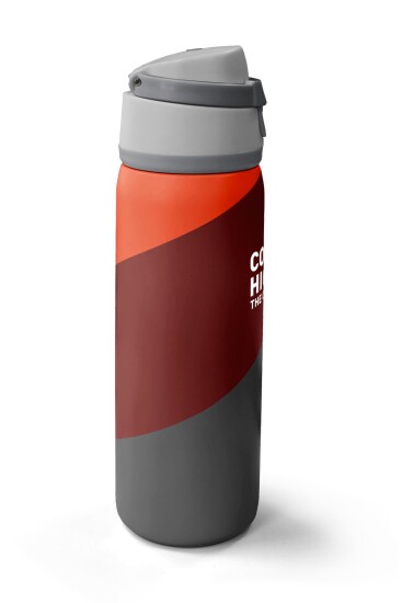 Coral High Koyu Gri Bordo Turuncu Desenli Pipetli ve Direkt İçim Çelik Termos 800 ml 38552 - 4