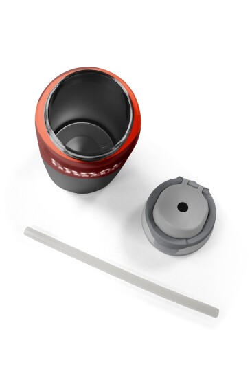 Coral High Koyu Gri Bordo Turuncu Desenli Pipetli ve Direkt İçim Çelik Termos 800 ml 38552 - 8