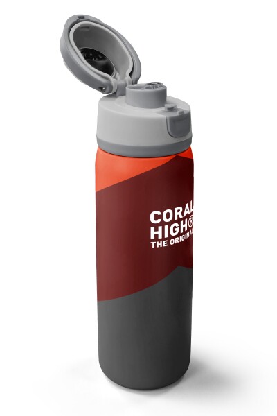 Coral High Koyu Gri Bordo Turuncu Desenli Pipetli ve Direkt İçim Çelik Termos 800 ml 38552 - 3