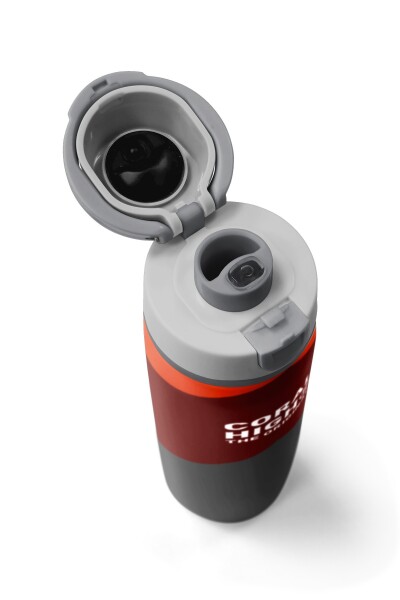Coral High Koyu Gri Bordo Turuncu Desenli Pipetli ve Direkt İçim Çelik Termos 800 ml 38552 - 7