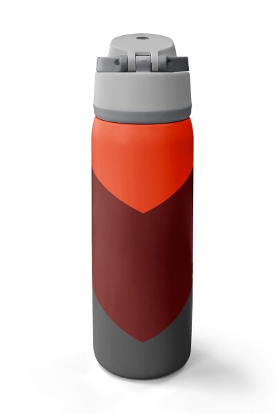 Coral High Koyu Gri Bordo Turuncu Desenli Pipetli ve Direkt İçim Çelik Termos 800 ml 38552 - 6