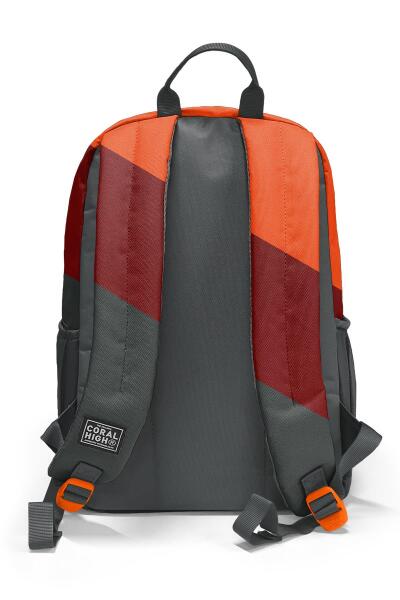 Coral High Koyu Gri Turuncu Bordo Renkli Okul Sırt Çantası 23692 - 2