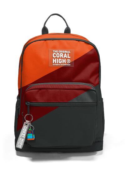 Coral High Koyu Gri Turuncu Bordo Renkli Okul Sırt Çantası 23692 - 6