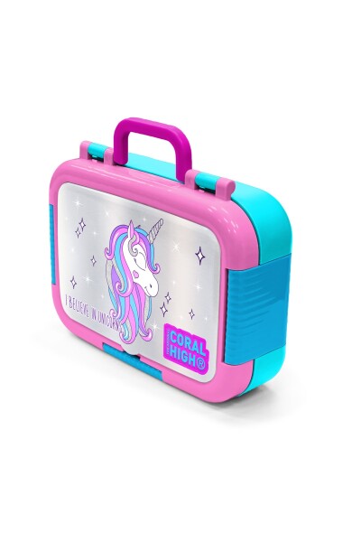Coral High Koyu Pembe Gümüş Simli Unicorn Desenli Paslanmaz Çelik Beslenme Kabı 39342 - 4