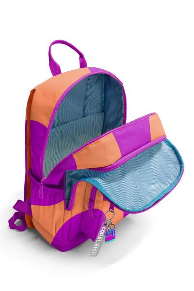 Coral High Koyu Pembe Turuncu Desenli Okul Sırt Çantası 23684 - 3