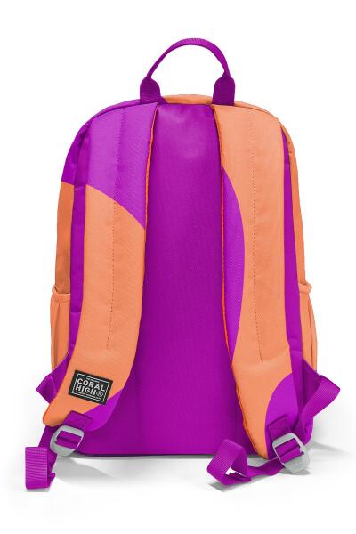 Coral High Koyu Pembe Turuncu Desenli Okul Sırt Çantası 23684 - 2