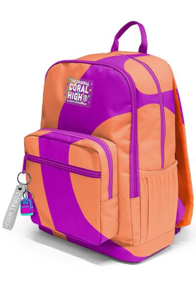 Coral High Koyu Pembe Turuncu Desenli Okul Sırt Çantası 23684 - 7
