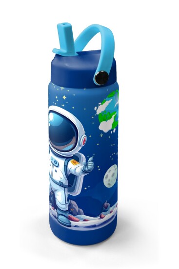 Coral High Lacivert Astronot Desenli Katlanır Ağızlıklı Çelik Termos 650 ml 38334 - 2