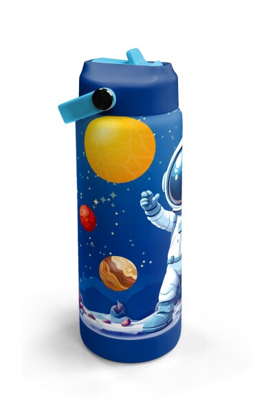 Coral High Lacivert Astronot Desenli Katlanır Ağızlıklı Çelik Termos 650 ml 38334 - 3