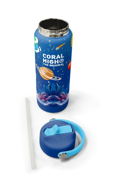 Coral High Lacivert Astronot Desenli Katlanır Ağızlıklı Çelik Termos 650 ml 38334 - 5