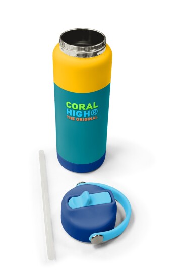 Coral High Lacivert Çivit Robot Desenli Katlanır Ağızlıklı Çelik Termos 650 ml 38387 - 5