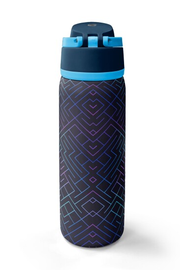 Coral High Lacivert Çizgi Desenli Pipetli ve Direkt İçim Çelik Termos 800 ml 38564 - 6