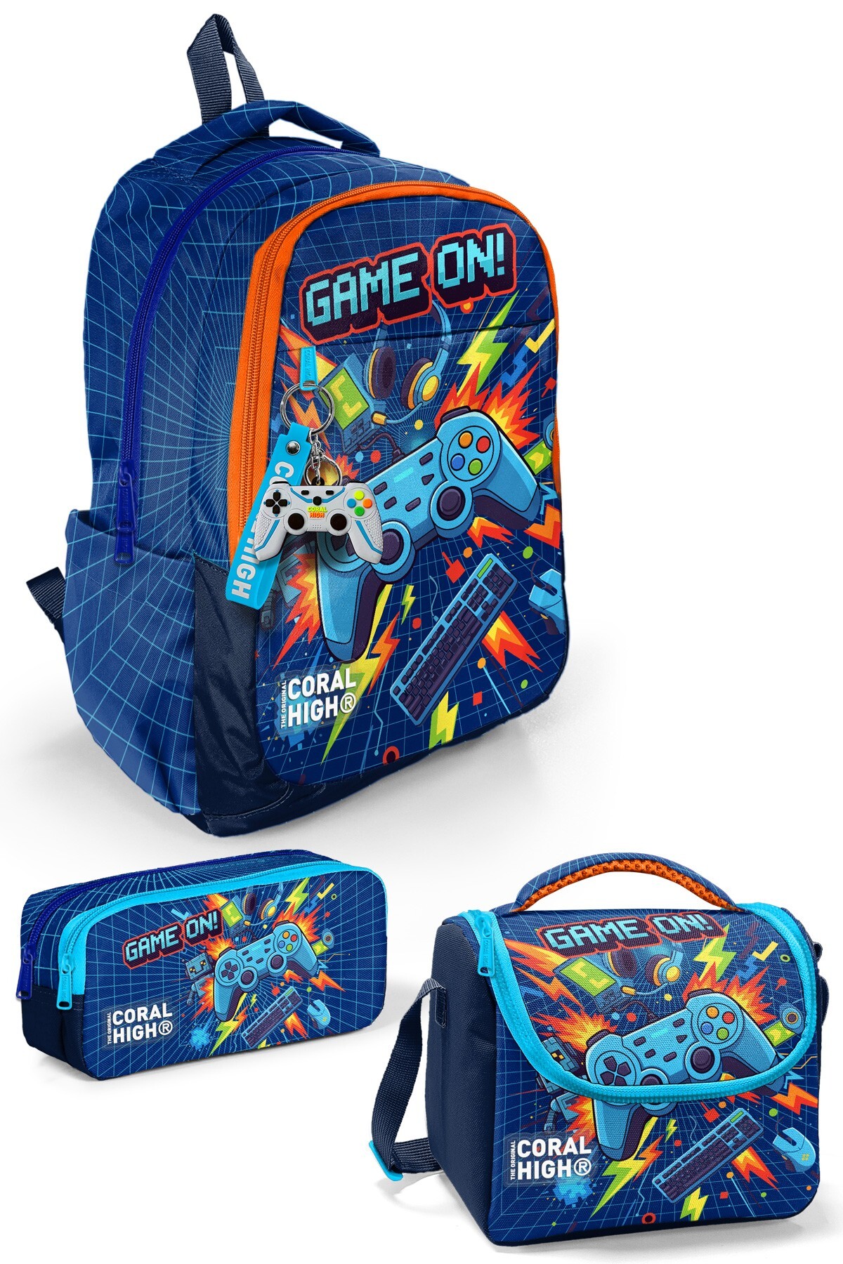 Coral High Lacivert Game Desenli 3’lü Okul Çanta Seti SET0133251