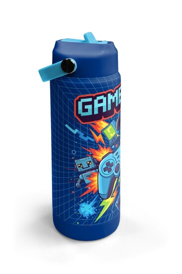 Coral High Lacivert Game Desenli Katlanır Ağızlıklı Çelik Termos 650 ml 38333 - 3