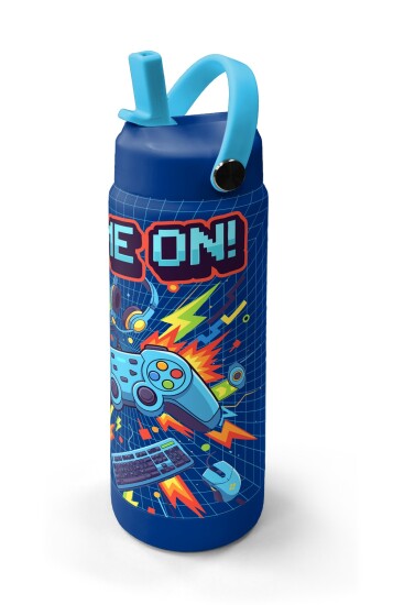 Coral High Lacivert Game Desenli Katlanır Ağızlıklı Çelik Termos 650 ml 38333 - 2