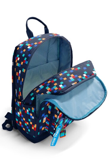 Coral High Lacivert Geometrik Desenli Okul Sırt Çantası 33235 - 3