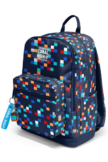 Coral High Lacivert Geometrik Desenli Okul Sırt Çantası 33235 - 7