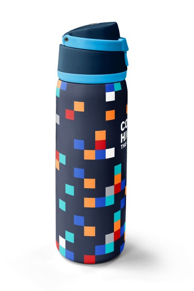 Coral High Lacivert Geometrik Desenli Pipetli ve Direkt İçim Çelik Termos 800 ml 38513 - 4