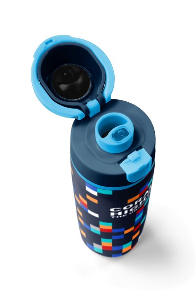 Coral High Lacivert Geometrik Desenli Pipetli ve Direkt İçim Çelik Termos 800 ml 38513 - 7