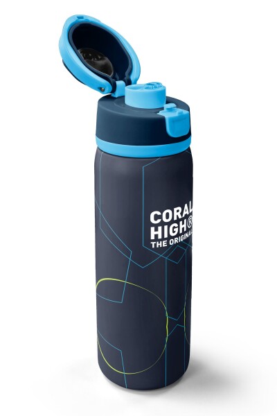 Coral High Lacivert Geometrik Desenli Pipetli ve Direkt İçim Çelik Termos 800 ml 38573 - 3