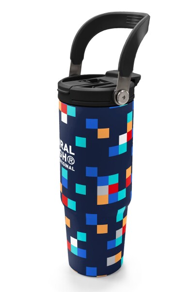 Coral High Lacivert Geometrik Desenli Pipetli ve Direkt İçim Çelik Termos 900 ml 38707 - 4