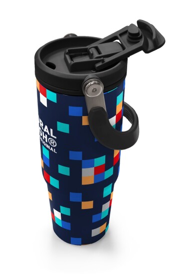 Coral High Lacivert Geometrik Desenli Pipetli ve Direkt İçim Çelik Termos 900 ml 38707 - 3
