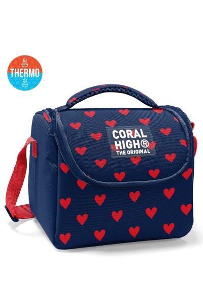 Coral High Lacivert Kırmızı Kalp Desenli 3’lü Okul Çanta Seti SET0133229 - 3