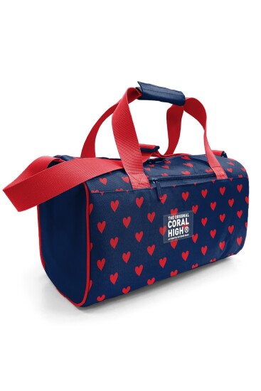 Coral High Lacivert Kırmızı Kalp Desenli Spor Çantası 27547 - Coral High
